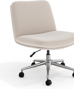 Martha Stewart Eloise Swivel Task Chair Wide Seat Grey White Fabric 2