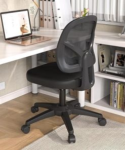 Armless Office Chair with Y-Shape Lumbar Support and Adjustable Height 2