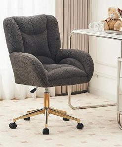 Modern Height Adjustable Swivel Office Desk Chair with Wheels Grey