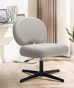 Armless Adjustable Height Criss Cross Desk Chair for Small Spaces