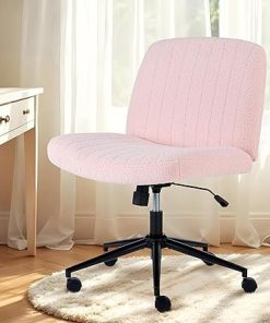 Deluxe Criss Cross Office Chair with Wheels Armless Ergonomic Pink 2