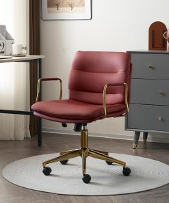 Velvet Fabric Swivel Task Chair for Home Office Comfortable Burgundy