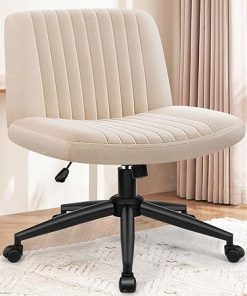 Armless Wide Desk Chair: Comfortable Rolling Cross Legged Office Chair
