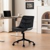 Criss Cross Armless Desk Chair PU Leather Swivel Adjustable White 4