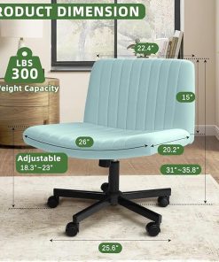Waleaf Criss Cross Office Chair with Wheels and Adjustable Height 2