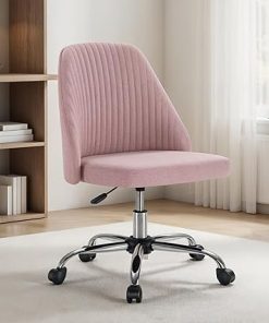 Modern Armless Office Desk Chair with Wheels for Home and Vanity