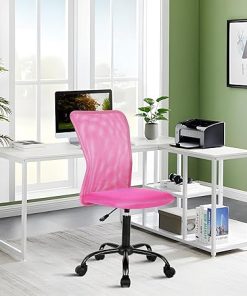Ergonomic High-Back Pink Office Chair with Lumbar Support and Wheels 2