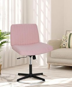 Pink Criss Cross Armless Office Chair Height Adjustable for Small Spaces