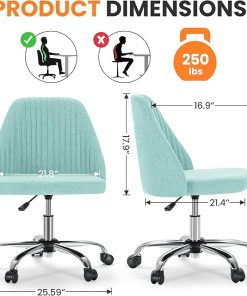 Modern Armless Office Desk Chair – Adjustable Swivel Chair in Teal 2
