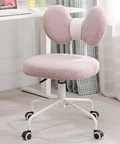 Armless Pink Desk Chair with Butterfly Backrest for Home Office 2