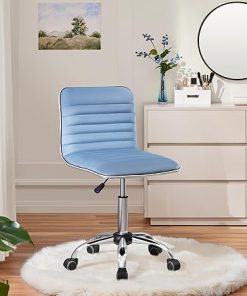 Yaheetech Blue Velvet Low Back Adjustable Swivel Office Chair 2