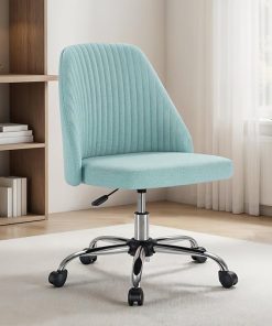 Modern Armless Office Desk Chair – Adjustable Swivel Chair in Teal