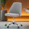 Criss Cross Armless Desk Chair with Wheels Adjustable Height Beige 4
