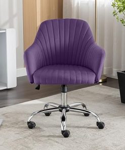 Purple Velvet Adjustable Height Swivel Chair for Home Office