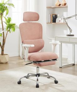 Modern Velvet Ergonomic Office Chair with Footrest and Lumbar Support 2