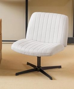 Nouhaus Criss Cross Armless Office Chair Adjustable Wide Seat White