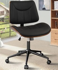 Armless Mid-Century Modern Desk Chair with Wheels Adjustable Height