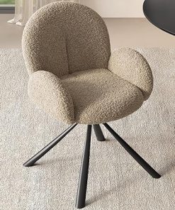 2 PCS Swivel Vanity Chair Contemporary Sherpa Office Desk Chair 2