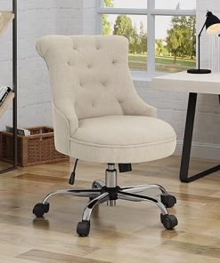 Christopher Knight Home Office Chair Adjustable Height Comfortable Wheat 2